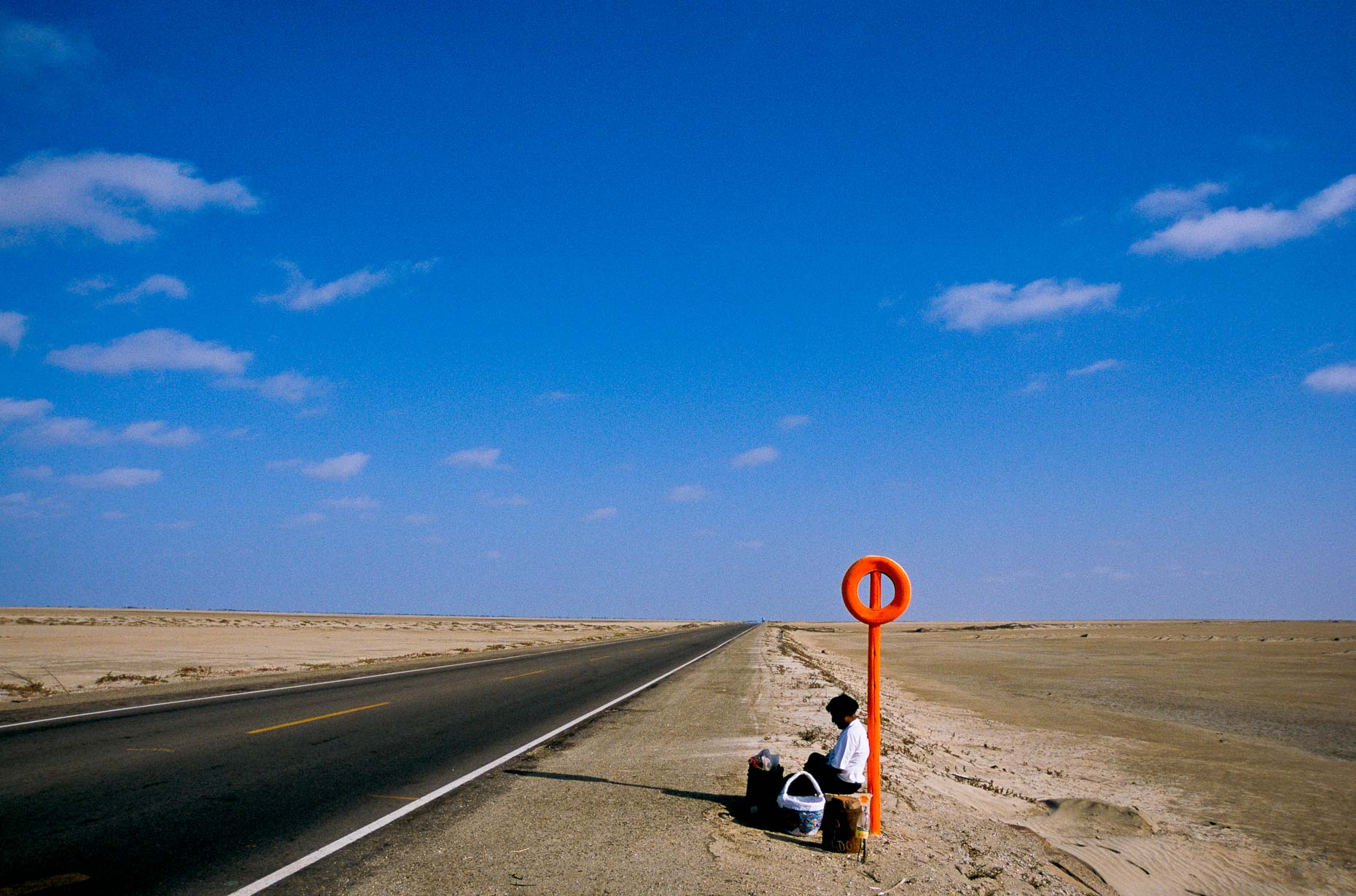 Bus stop in the desert, Peru, 2000